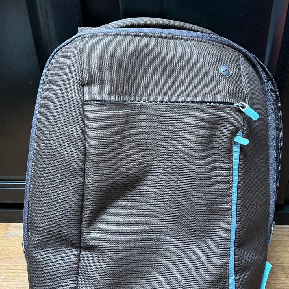 Women’s Brown Backpack/laptop bag with Blue Accents
